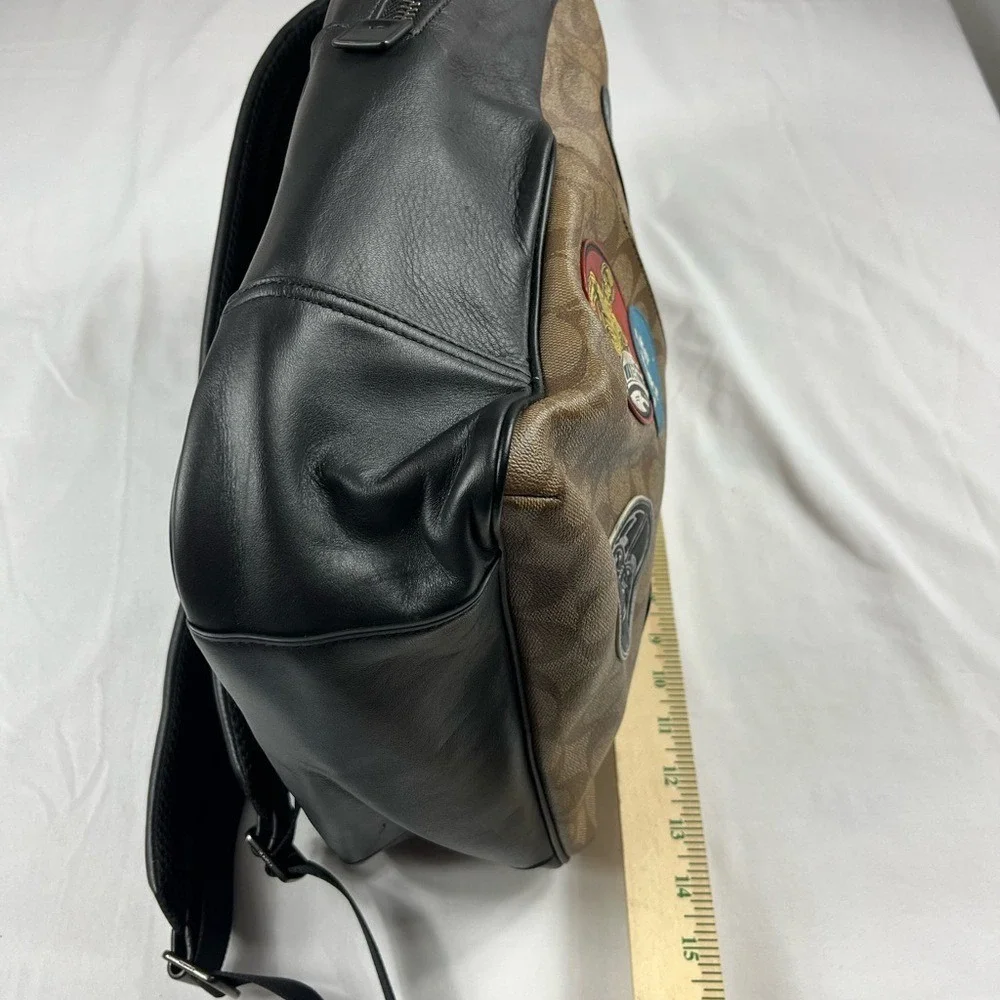 Coach Brown Signature Canvas Star Wars Patch Backpack with Black Trim